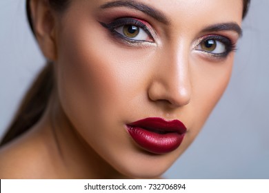 Closeup Of A Trendy Winter Makeup