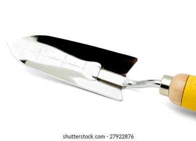 Close-up of a trowel isolated over white