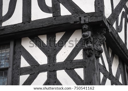Closeup of Tudor style house corner