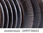 Close-up of turbine engine blades