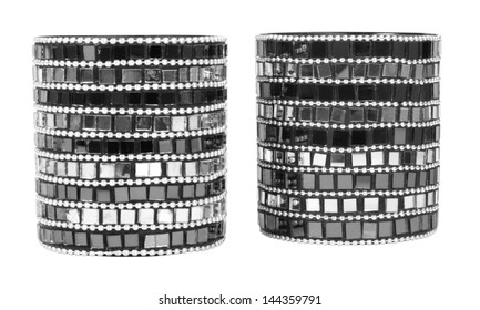 Close-up of two candlestick holders