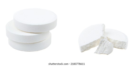 Close-up Of Two White Pills On White Background 