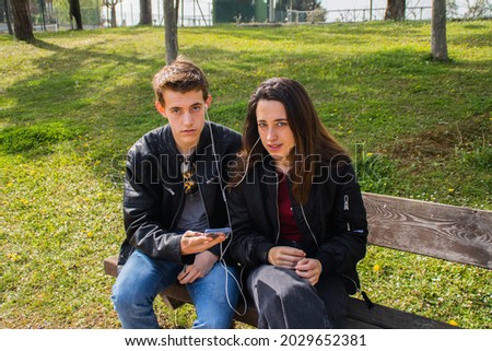 Similar – Image, Stock Photo Young couple having fun in a summer day