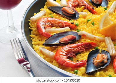 Closeup Of A Typical Paella From Spain