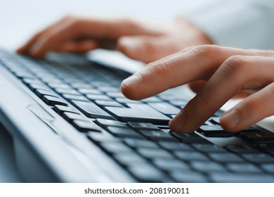 Closeup Typing Female Hands On Keyboard Stock Photo 208190011 ...