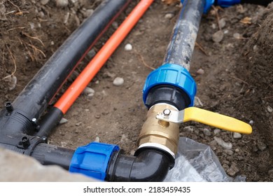 Closeup Underground Irrigation System Elbow Fitting Stock Photo ...