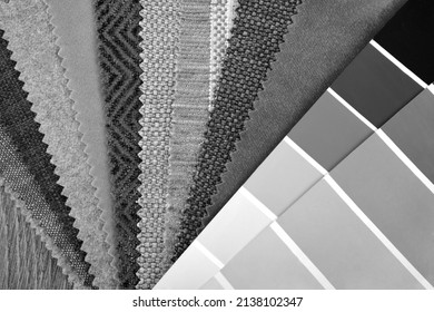 closeup of upholstery fabric palette choice for interior