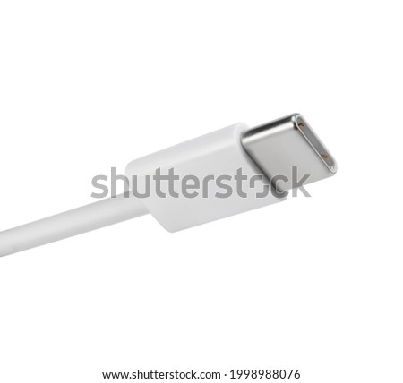 Close-up of USB type-c cable isolated on white