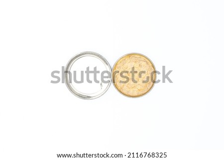 Closeup used soldering welding paste isolated on white background with clipping path.