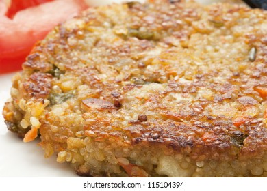 Closeup Of  A Vegetarian Quinoa Burger.