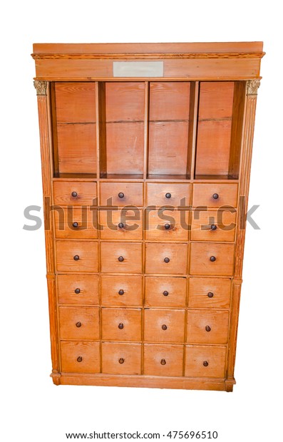 Closeup Very Old Antique Apothecary Cabinet Stock Photo Edit Now