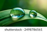 Close-up of a vibrant green leaf with water droplets, showcasing the intricate details of the leaf