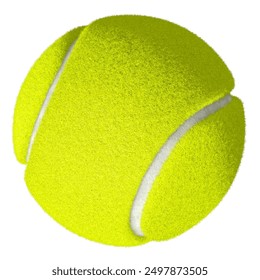 Close-up of a vibrant neon yellow tennis ball on a bright blue court. The ball’s fuzzy texture and logo are prominent against the clean, colorful surface, emphasizing its sporty appeal. - Powered by Shutterstock