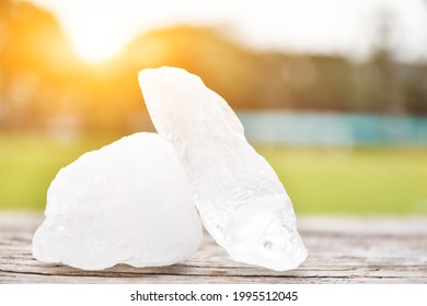 Closeup View Of Alum With Blurred Background, Concept For Healthcare Protection And Alternative Natural Products To Care Human Body. Soft And Selective Focus On Alum.