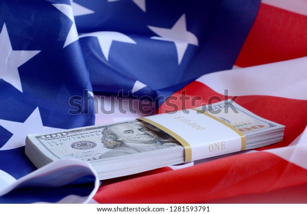 Closeup View American Flag Stack Cash Stock Photo 1281593791 | Shutterstock