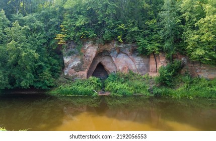 Close-up View Of An Angel Cave In The Red Rocks In Skaņaiskalns National Park