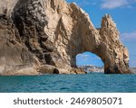 Closeup view of the Arch and surrounding rock formations at Lands End in Cabo San Lucas, Baja California Sur, Mexico
