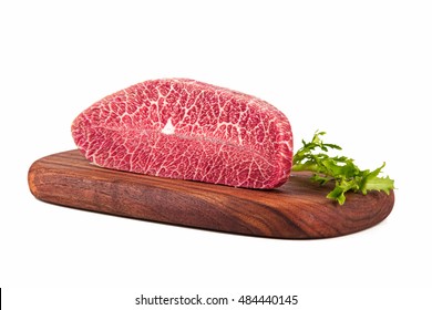 Close-up View Of Australia Wagyu Oyster Blade On White Background.