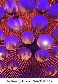Close-Up View of Balls In a Ceiling