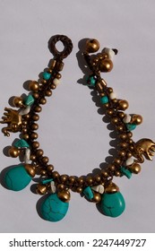 Close  up view beaded mint necklace