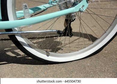 Closeup View Of Bicycle Flat Tire On Pavement