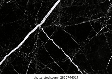 A close-up view of a black marble surface featuring striking white veins, perfect for sophisticated design elements.