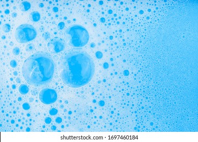 A close-up view of the blue water bubble, background images and science.
