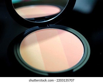 Closeup View Of Blush Compact With Attached Mirror