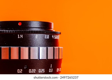 close-up view of the camera lens