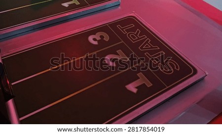A close-up view of a chronometer game board at an event.