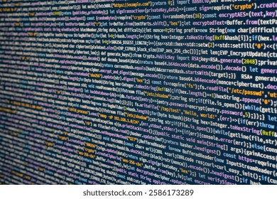 Close-up view of a complex code on a computer screen, emphasizing the intricate nature of digital coding work a