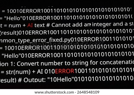 Close-up view of a computer screen displaying error messages in red text within lines of programming code. The image represents a software bug or coding issue, often encountered in artificial intellig