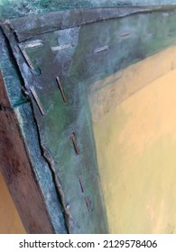 Close-up view of the corner of a screen printing frame for use in screen printing business. Selective focus.