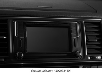 Closeup view of dashboard with navigation system in modern car