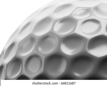 Close-up View To Dimples On Surface Of Golf Ball