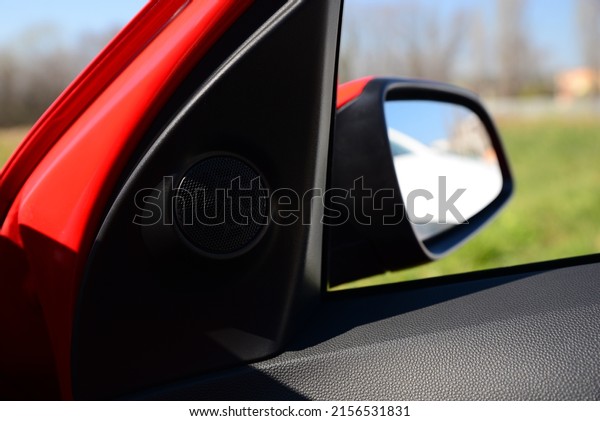 Closeup view of dynamic in\
modern car