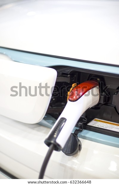 Closeup view of the\
electric car charger