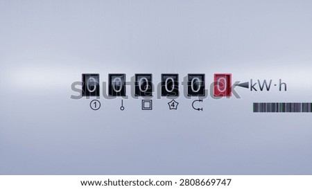 Close-up view of electrometer measuring electricity consumption. Animation with kWh counter. Electric meter display changing numbers. Concept of rising costs of electric power. Home power supply.