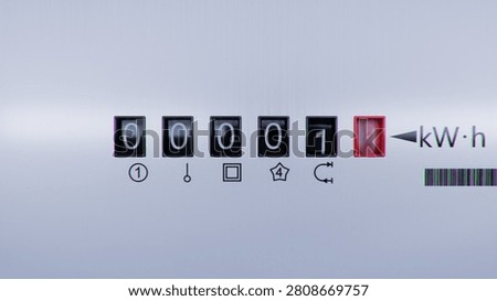 Close-up view of electrometer measuring electricity consumption. Animation with kWh counter. Electric meter display changing numbers. Concept of rising costs of electric power. Home power supply.