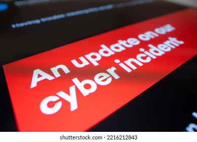 Close-up View Of An Email Warning Of Cyber Security Incident, Shot With Macro Probe Lens