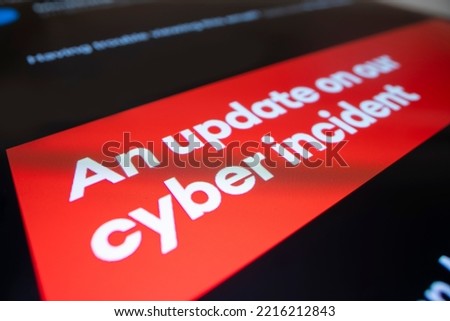 Close-up view of an email warning of cyber security incident, shot with macro probe lens