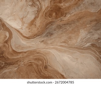 A close-up view of flowing abstract patterns in warm brown, beige, and creamy white hues, resembling natural stone or marbled textures.
