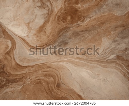 A close-up view of flowing abstract patterns in warm brown, beige, and creamy white hues, resembling natural stone or marbled textures.