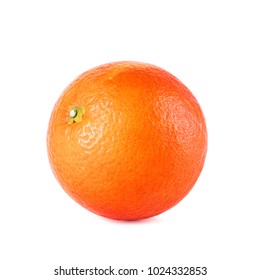 Close-up view of fresh blood orange isolated on white background.