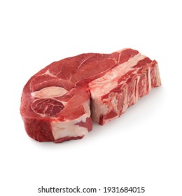 Close-up View Of Fresh Raw Arm Pot Roast Chuck Cut In Isolated White Background