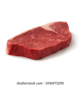 Close-up View Of Fresh Raw Bottom Round Steak Round Cut In Isolated White Background