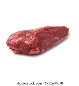 Close-up view of fresh raw Chuck Tender Chuck cut in isolated white background