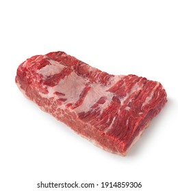 Close-up view of fresh raw point brisket isolated in white background