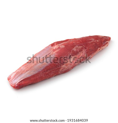 Close-up view of fresh raw Shoulder Petite Tender Roast Chuck cut in isolated white background