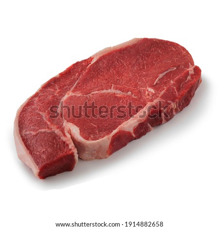 Close-up view of fresh raw Sirloin cut in isolated white background